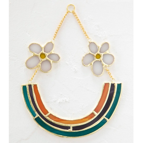 Natural Life - Stained Glass Window Hanging - Daisy Rainbow Smiley Face - Picture 2 of 5